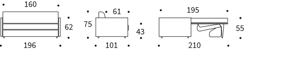 Canapé convertible express 160  ILB 501 matelas mousse réversible 12cm tissu Mozart Grey Bronze