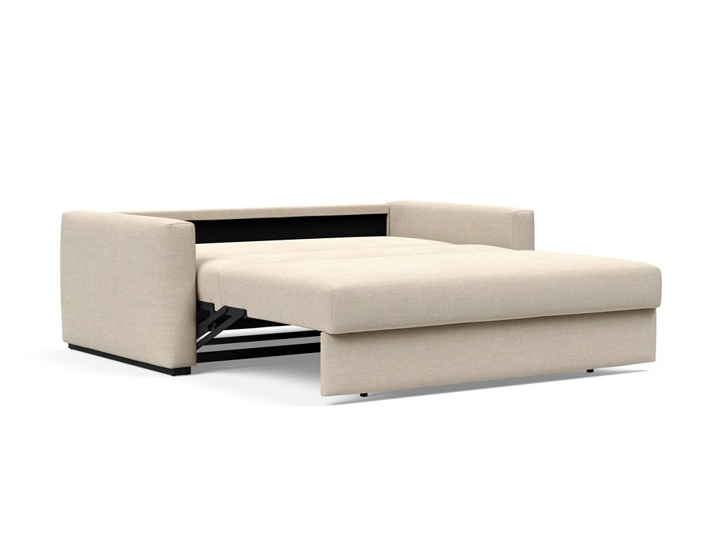 Canapé convertible COSIAL confort ressort ensaché tissu phobos latte