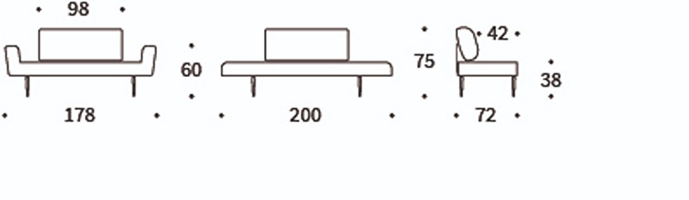 Canapé lit ZEAL STYLETTO acier piétement chêne laqué foncé tissu bouclé beige