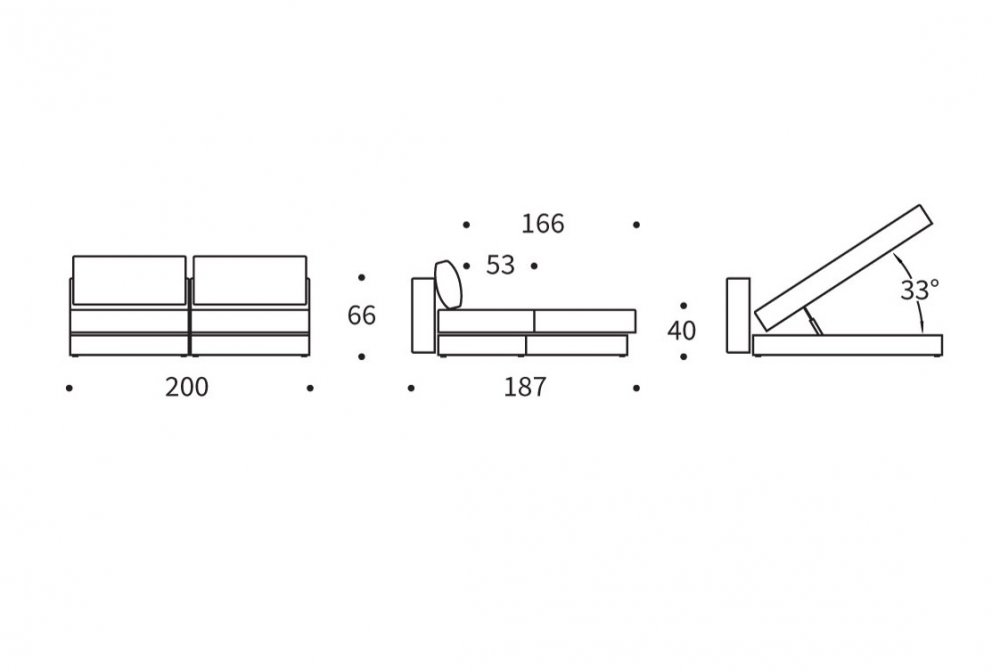 INNOVATION LIVING  Canapé lit AKELLO LOUNGER couchage 166x200 tissu Phobos Latte