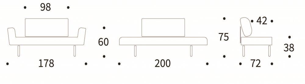 Canapé lit  ZEAL STYLETTO cadre acier piétement chêne foncé tissu Esina Rust Orange