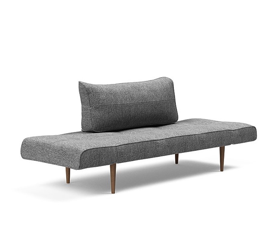 Canapé lit  ZEAL STYLETTO cadre acier piétement chêne foncé tissu Twist Charcoal