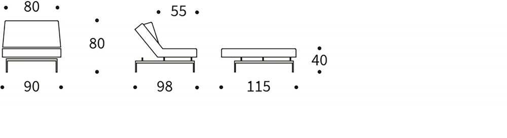 Fauteuil modulable  ILB 202 acier noir tissu Yogia Oceane Blue