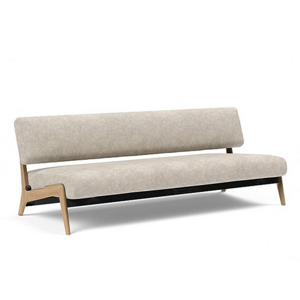  Canapé convertible Lit de repos NOLIS  piétement Chêne laqué  tissu Avella Sand