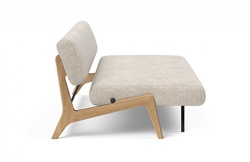  Canapé convertible Lit de repos NOLIS  piétement Chêne laqué  tissu Avella Sand