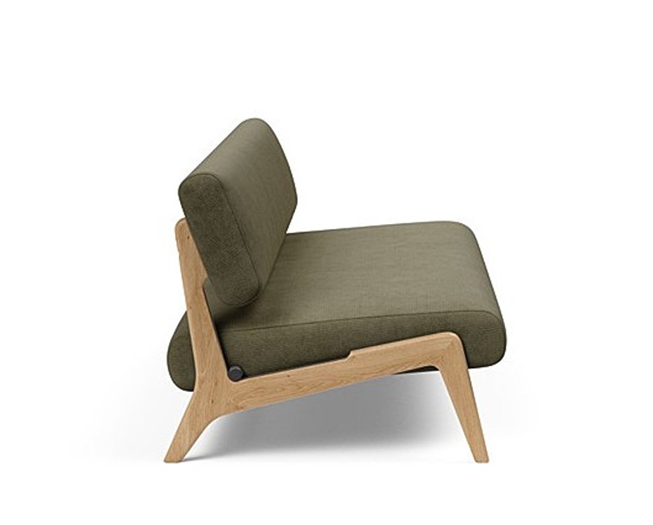  Canapé convertible Lit de repos NOLIS  piétement Chêne laqué  tissu Cordufine Pine Green