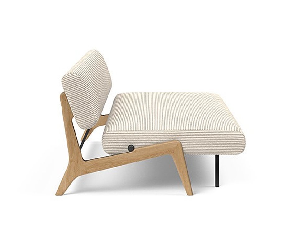  Canapé convertible Lit de repos NOLIS  piétement Chêne laqué  tissu Corduroy Ivory