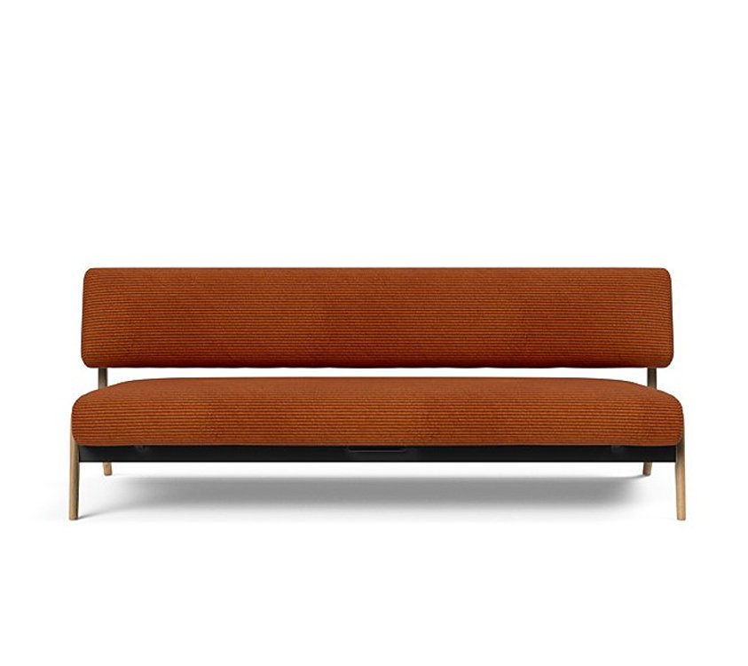  Canapé convertible Lit de repos NOLIS  piétement Chêne laqué  tissu Corduroy Orange
