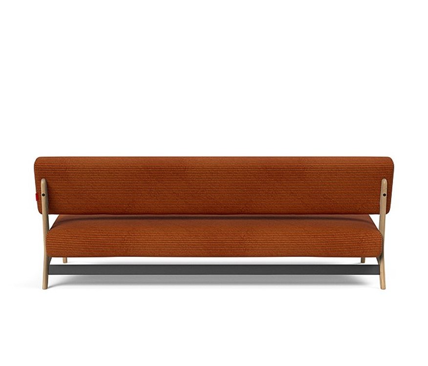  Canapé convertible Lit de repos NOLIS  piétement Chêne laqué  tissu Corduroy Orange