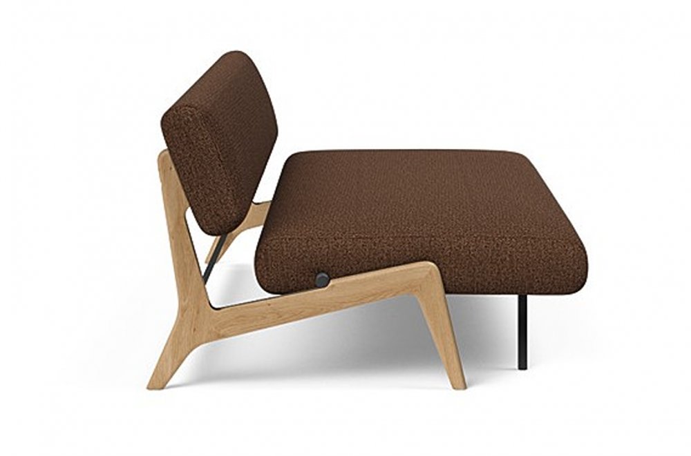  Canapé convertible Lit de repos NOLIS  piétement Chêne laqué  tissu Taura Cappuccino