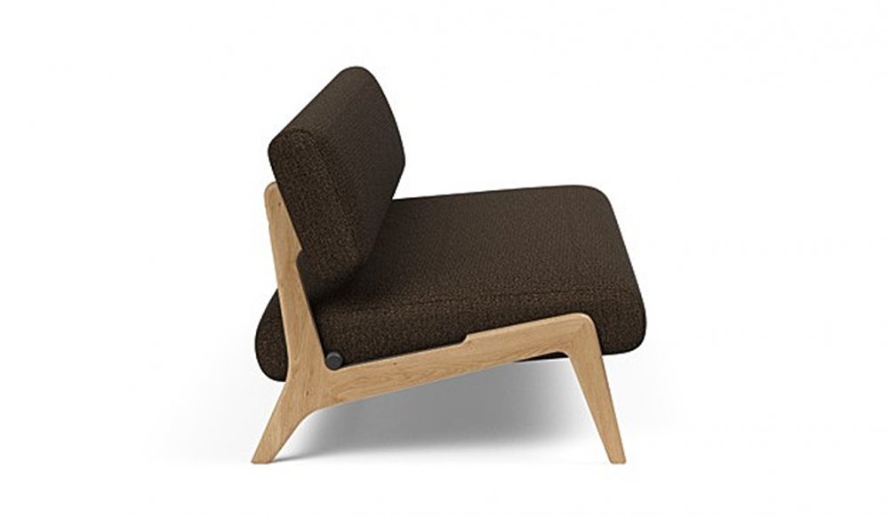  Canapé convertible Lit de repos NOLIS  piétement Chêne laqué  tissu Taura Chocco