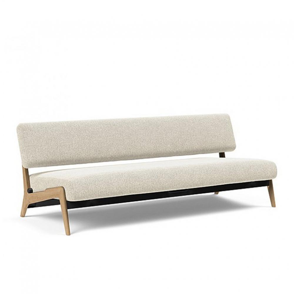  Canapé convertible Lit de repos NOLIS  piétement Chêne laqué  tissu Taura Off White