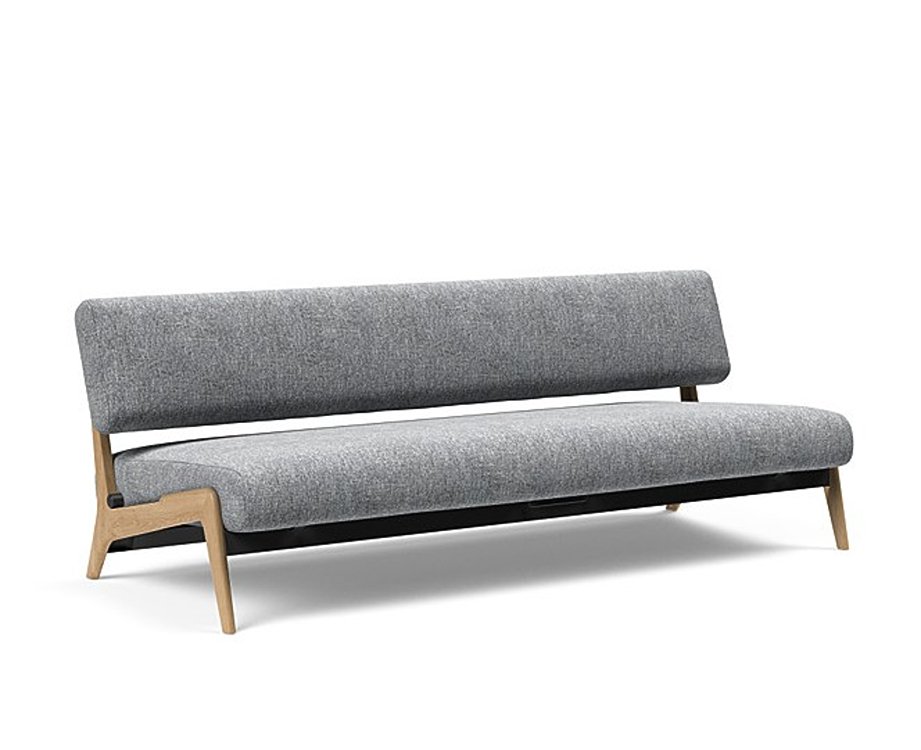  Canapé convertible Lit de repos NOLIS  piétement Chêne laqué  tissu Twist Granite