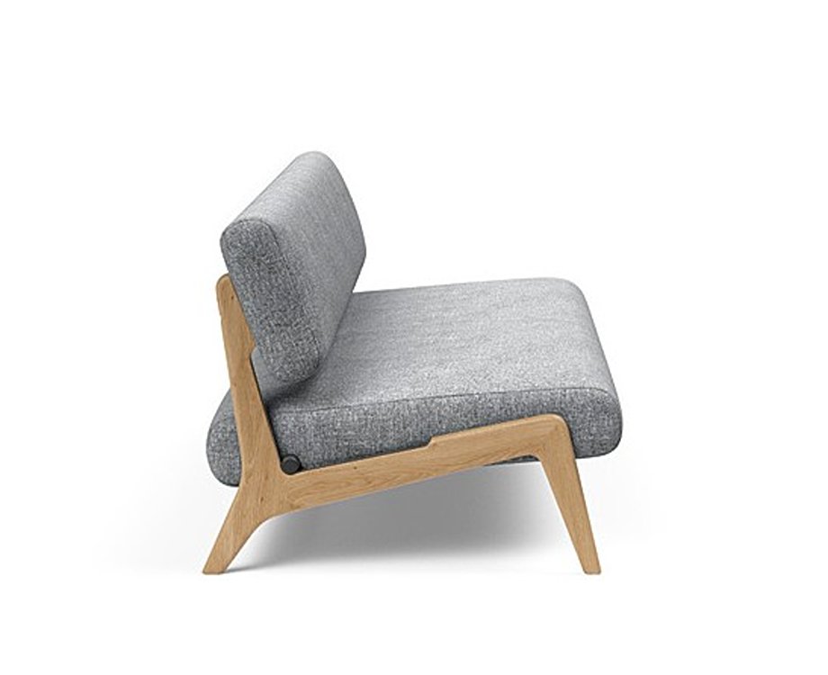  Canapé convertible Lit de repos NOLIS  piétement Chêne laqué  tissu Twist Granite