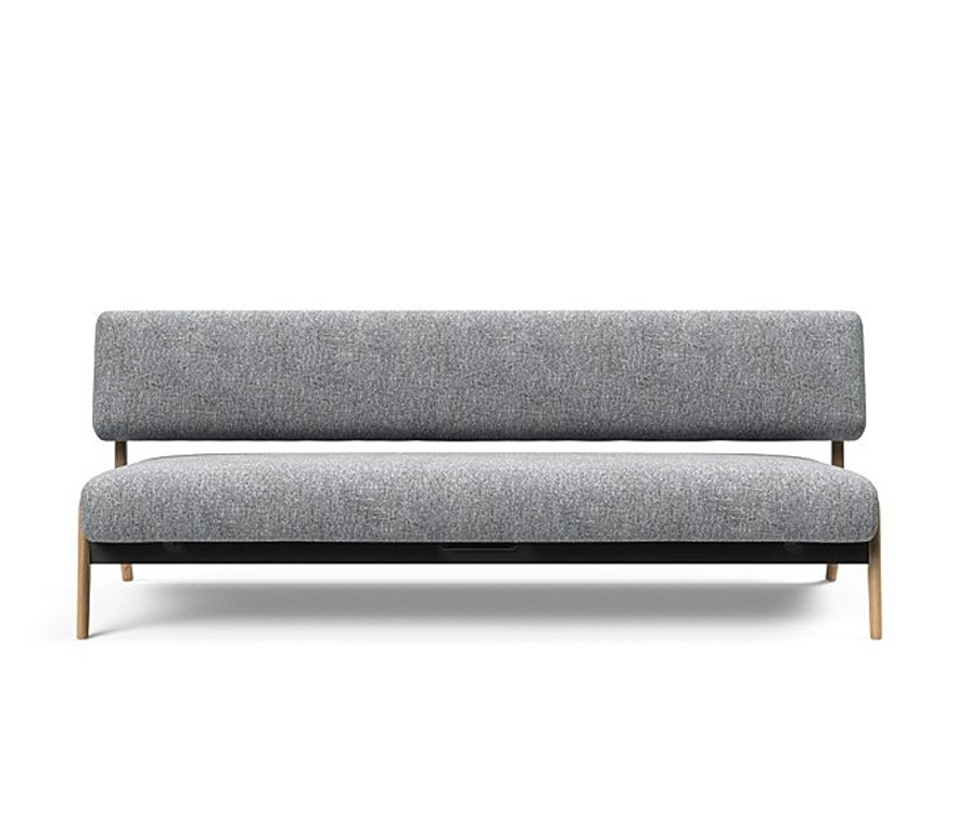  Canapé convertible Lit de repos NOLIS  piétement Chêne laqué  tissu Twist Granite