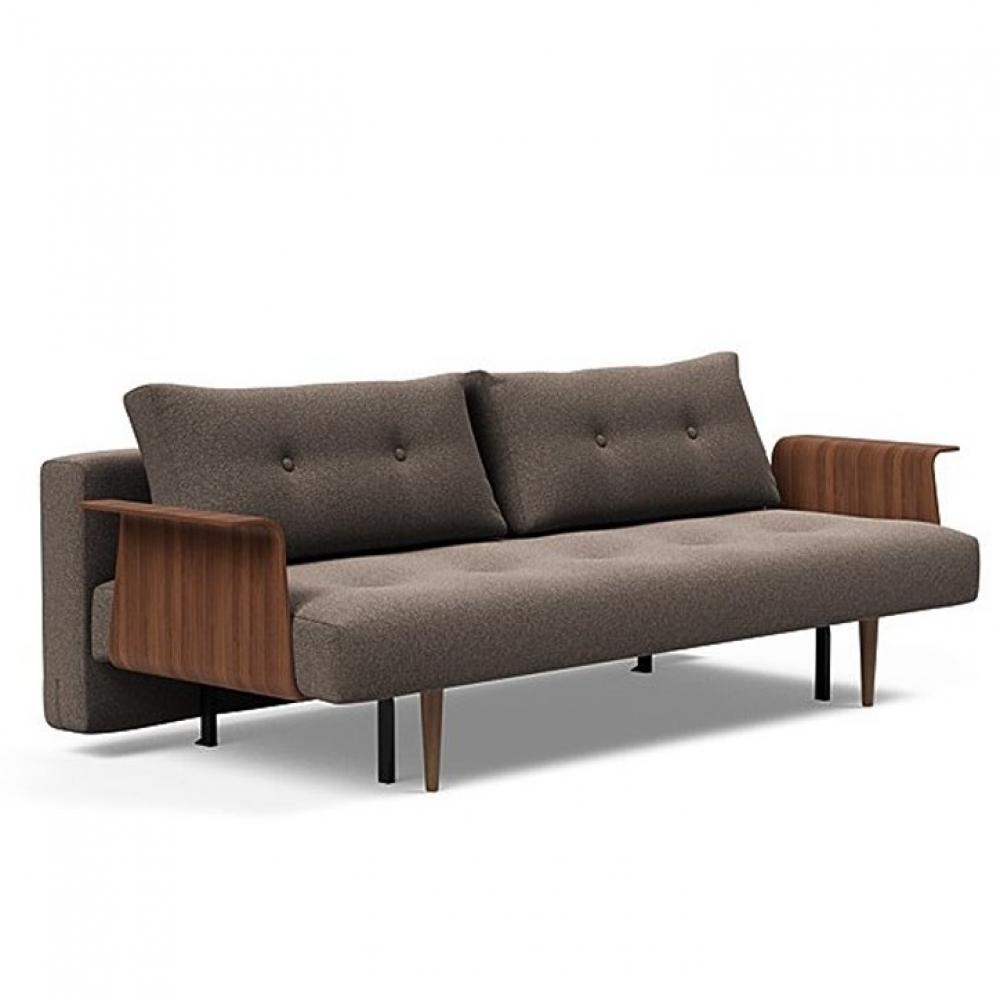 INNOVATION LIVING  Canape lit RECAST ARMS couchage 200x140 tissu Bouclé Taupe