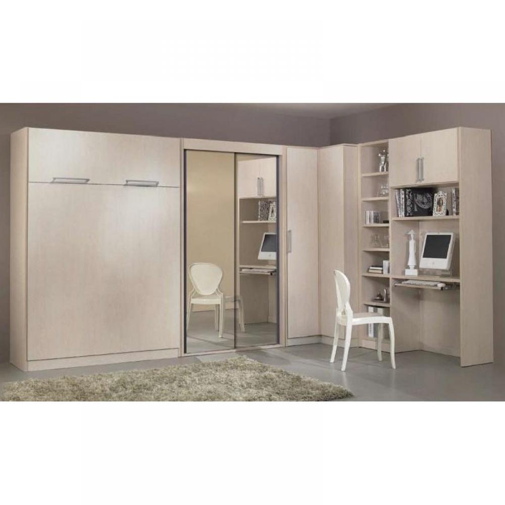 Armoire lit LAUSANNE Couchage 140 x 190 cm profondeur 47 cm