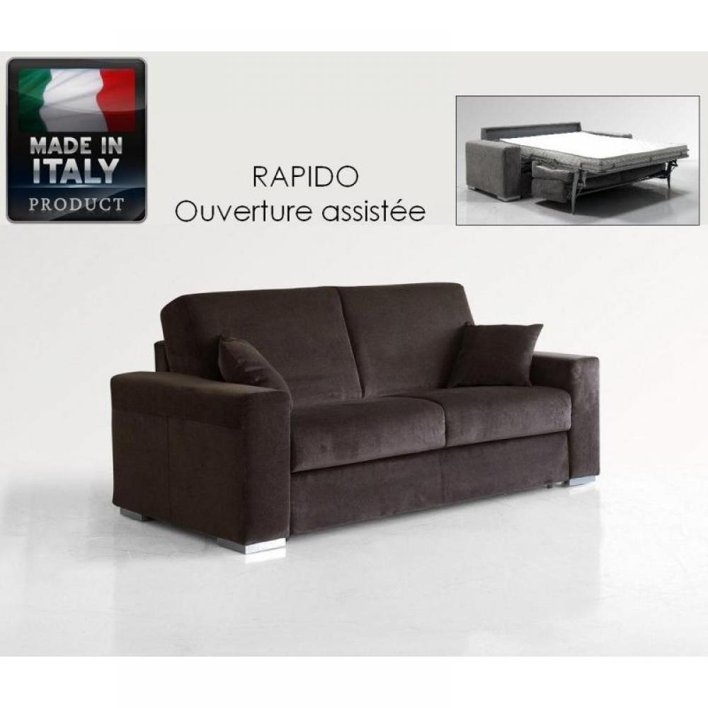 LE DIVA canapé convertible EASY OUVERTURE EXPRESS 140*200cm ouverture assitée, sommier à lattes bois, microfibre gris