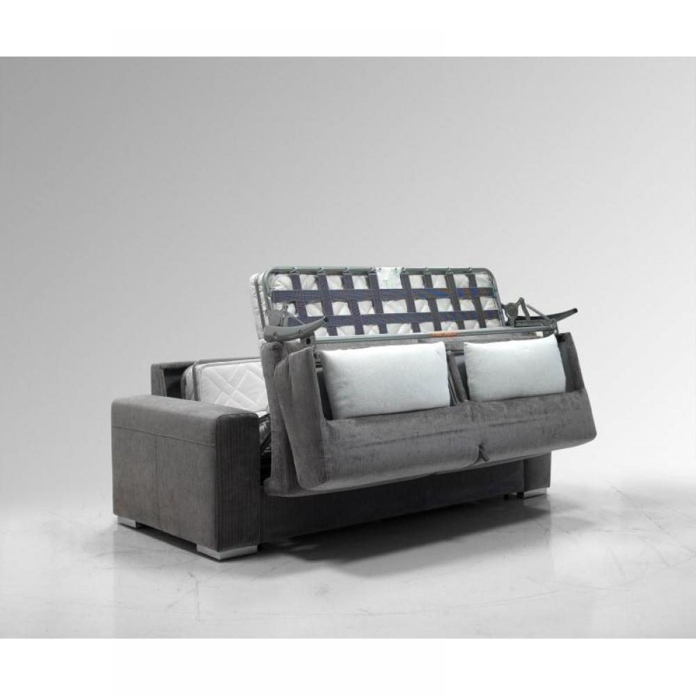 LE DIVA canapé convertible EASY OUVERTURE EXPRESS 140*200cm ouverture assitée, sommier à lattes bois, microfibre gris