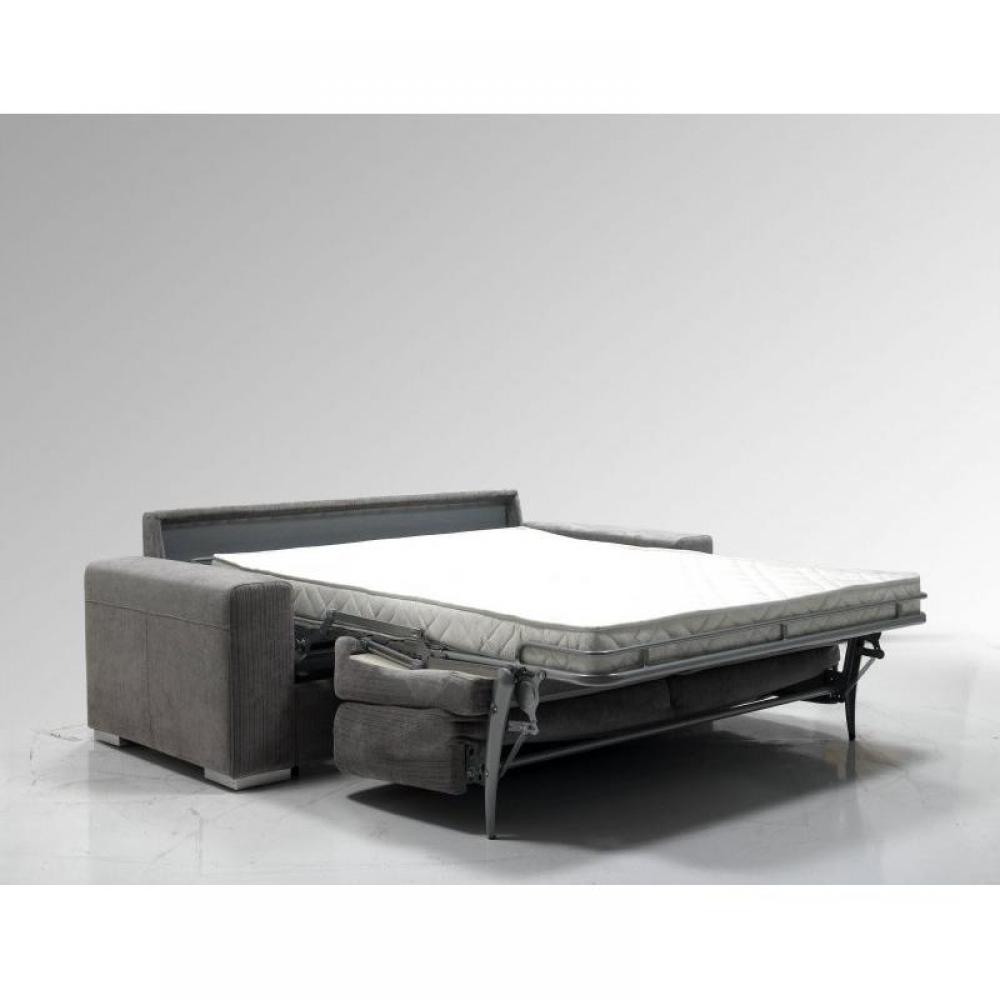LE DIVA canapé convertible EASY OUVERTURE EXPRESS 140*200cm ouverture assitée, sommier à lattes bois, microfibre gris