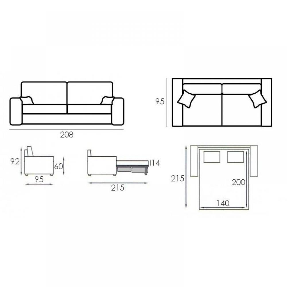 LE DIVA canapé convertible EASY OUVERTURE EXPRESS 140*200cm ouverture assitée, sommier à lattes bois, tissu gris graphite