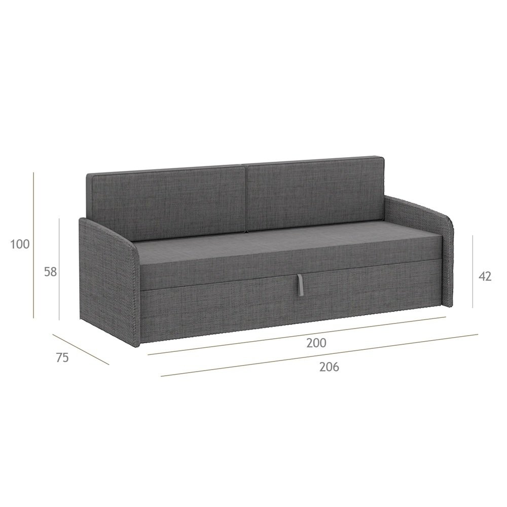 Lit canapé escamotable horizontal avec surmeuble ACADEMY SOFA couchage 90x200cm blanc et gris