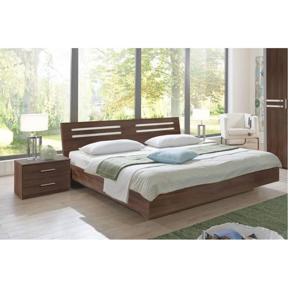 Lit design IDAHO avec 2 chevets noyer