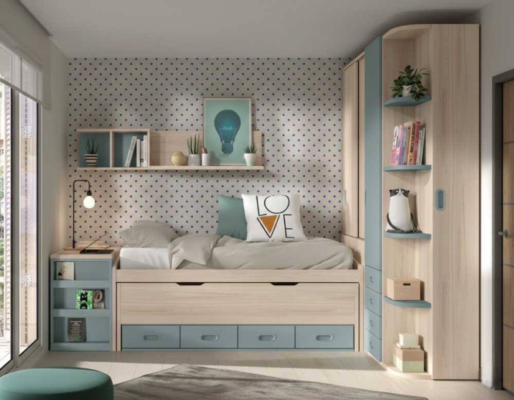 Composition Chambre F-831 Finition : Ambar - Ocean / Poignée Circus