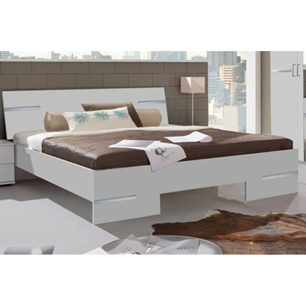 Lit CARAMELLA 180 x 200 cm blanc rechampis chrome brillant