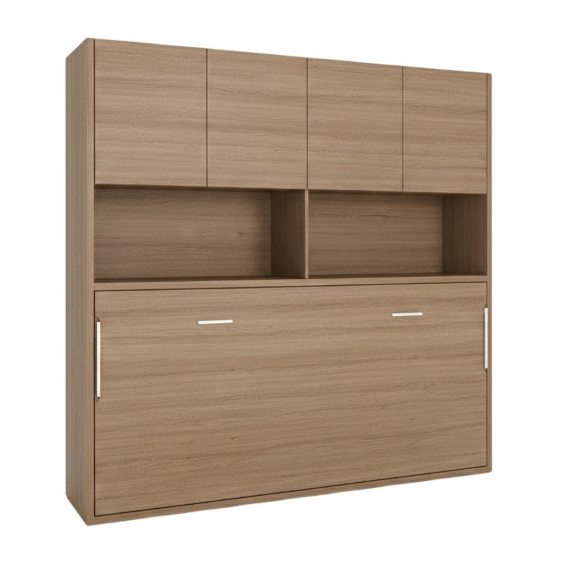 Lit escamotable horizontale pont rangement 90x190 cm pour matelas de 24cm hauteur 240cm