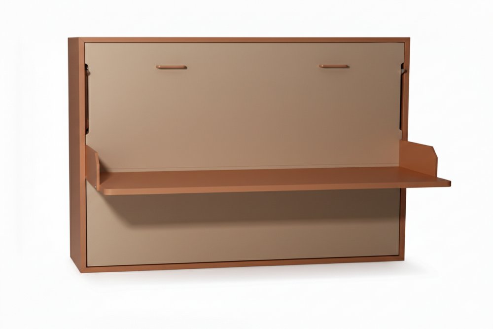 Lit escamotable horizontal 140 x 190 cm bureau intégré pour matelas de 24 cm 