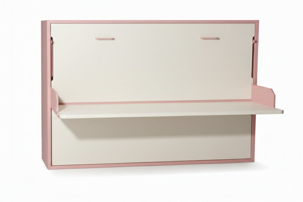 Lit escamotable horizontal 140 x 190 cm bureau intégré pour matelas de 24 cm 