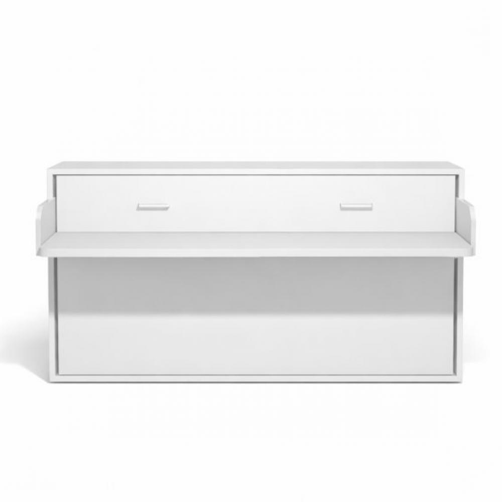 Lit escamotable horizontale 90 x 200 cm bureau intégré pour matelas de 16cm d