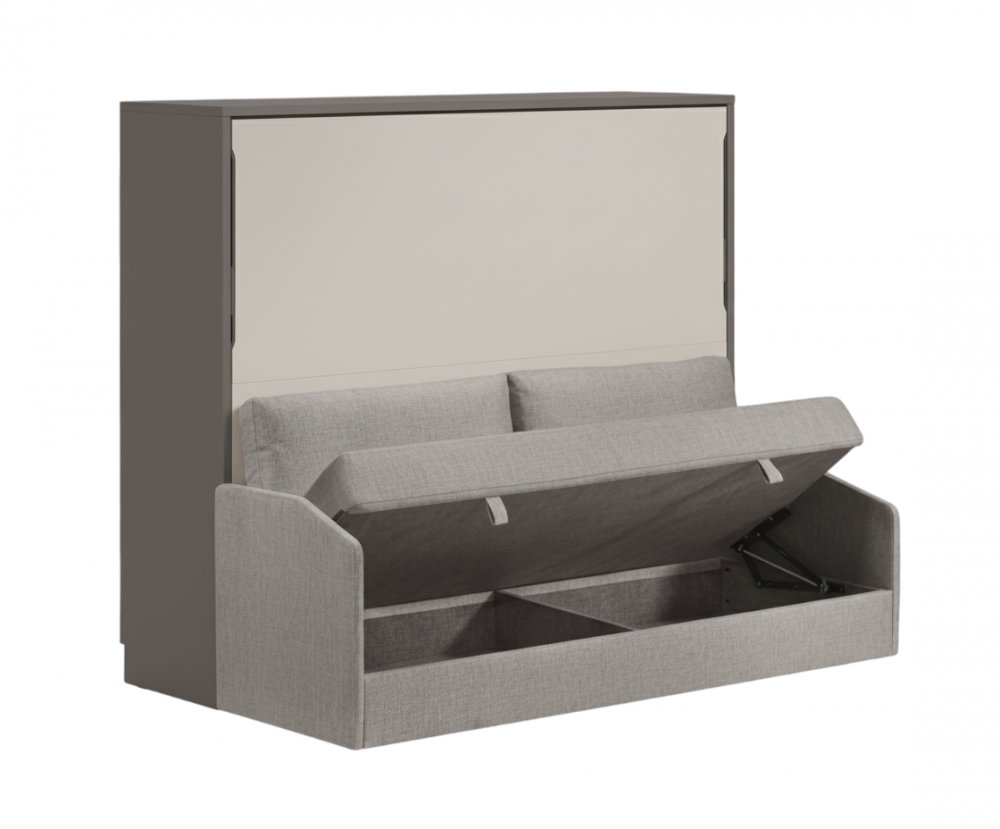 Lit escamotable horizontale 140 x 190 cm ADVANCE SOFA canapé coffre intégré pour matelas de 24cm d