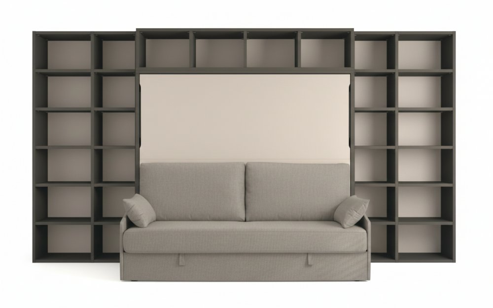 Lit escamotable horizontale 140 x 200 cm ADVANCE SOFA canapé coffre intégré pour matelas de 21cm d