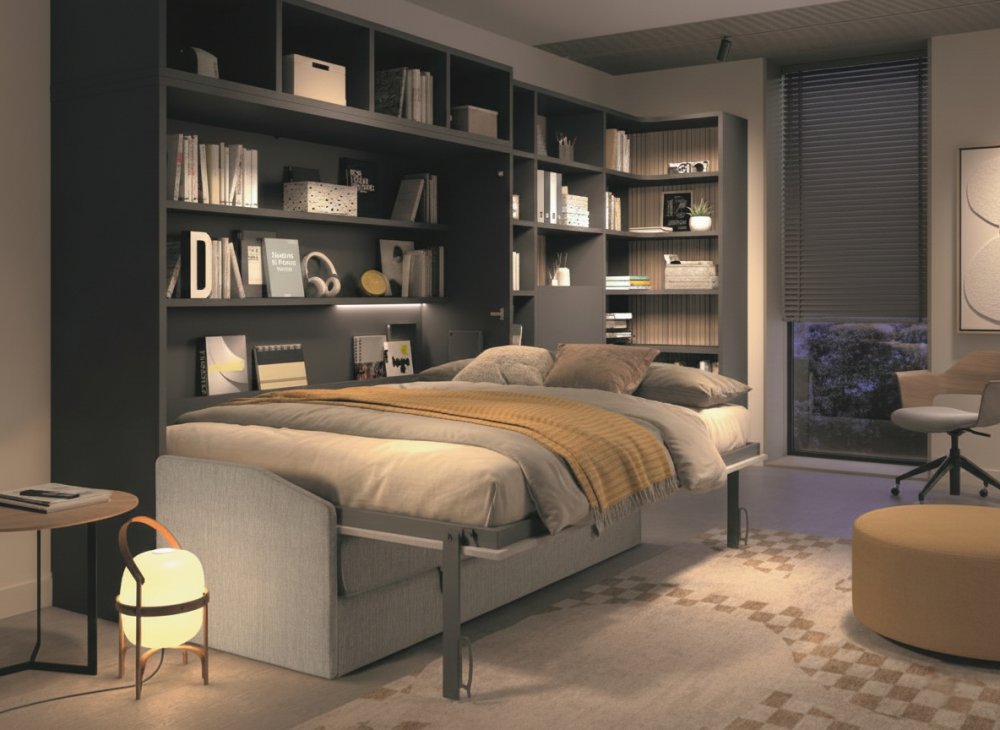 Lit escamotable horizontale 140 x 200 cm ADVANCE SOFA canapé coffre intégré pour matelas de 21cm d