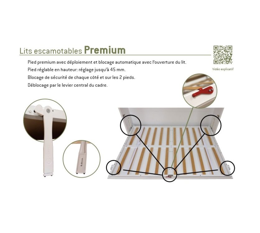 Lit escamotable horizontale 160 x 190 cm ADVANCE SOFA canapé coffre intégré pour matelas de 21cm d
