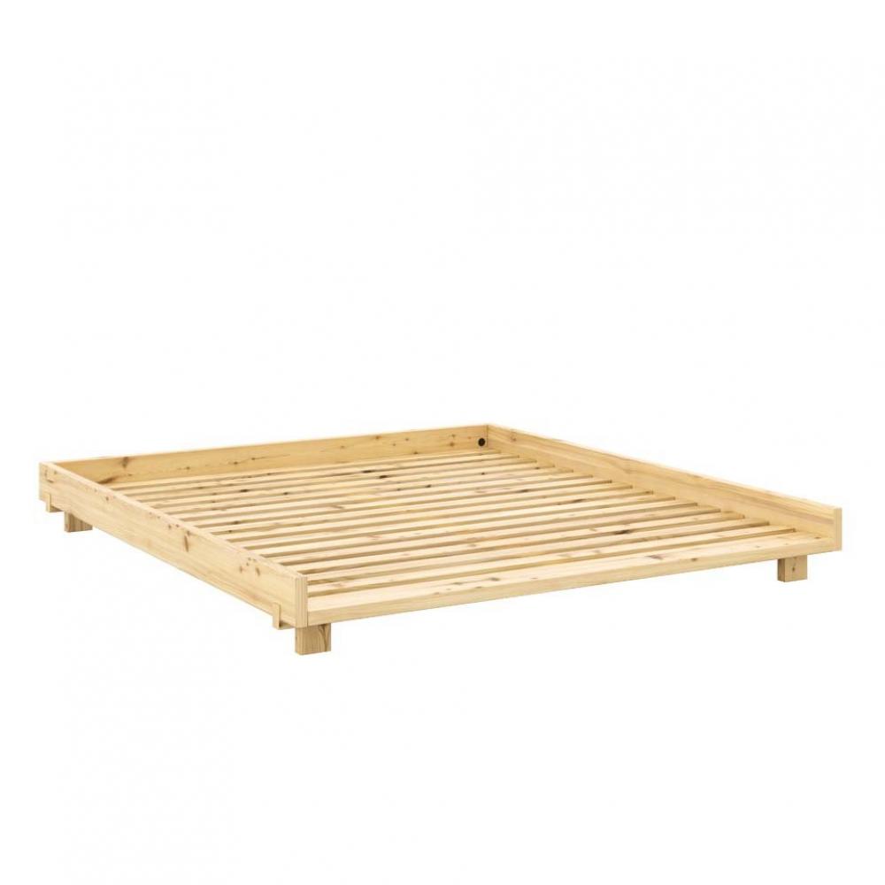 Lit futon SOCIAL pin laqué naturel couchage 180x200 cm