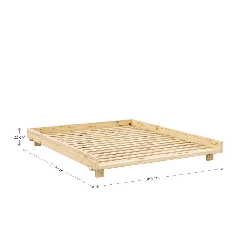 Lit futon SOCIAL pin laqué naturel couchage 180x200 cm