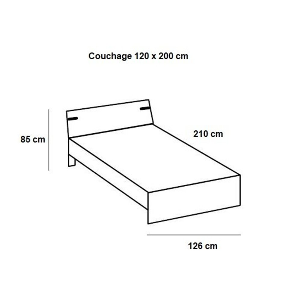 Lit LISBURN style industriel 120 x 200 cm chêne poutre