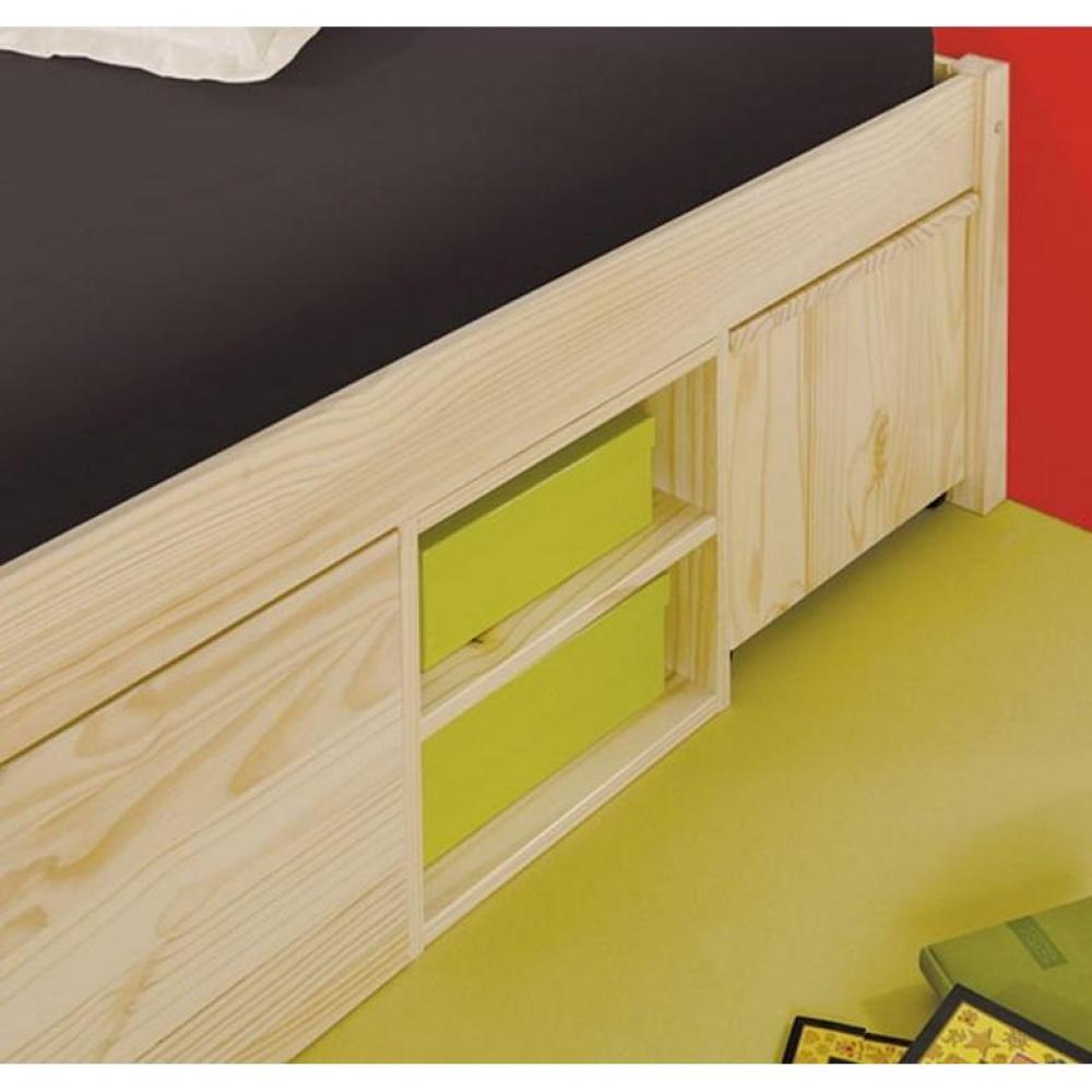 Lit multi rangements CLASS en pin massif couchage 160 x 200 cm