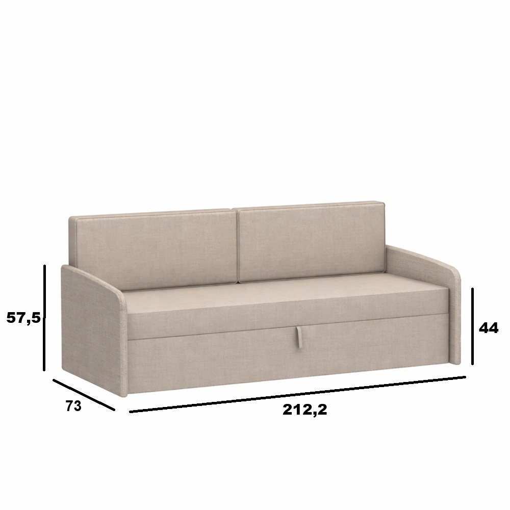 Lit escamotable horizontal canapé tweed beige MULTIMO SOFA couchage 140x200cm chêne