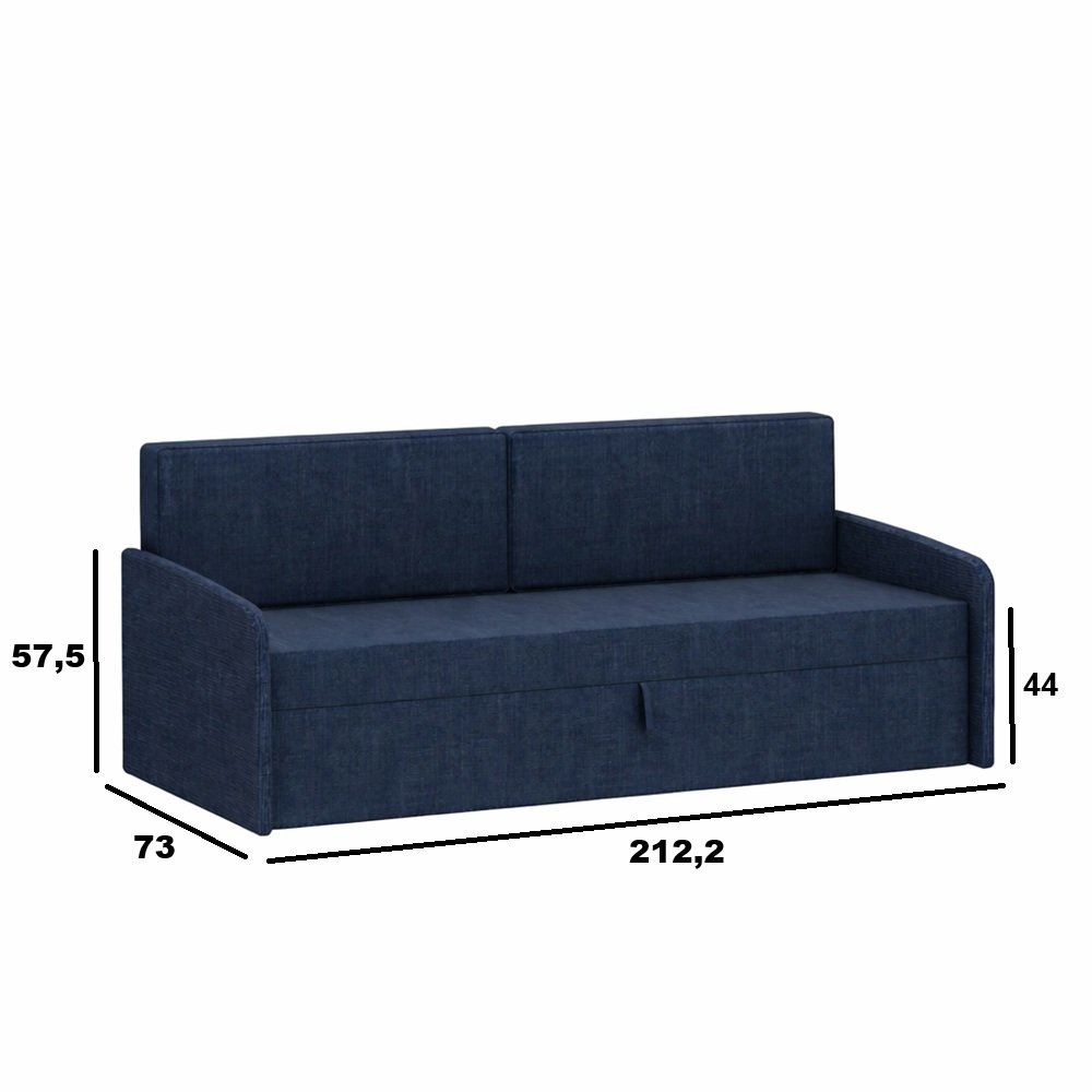 Lit escamotable horizontal canapé tweed bleu nuit MULTIMO SOFA couchage 140x200cm anthracite