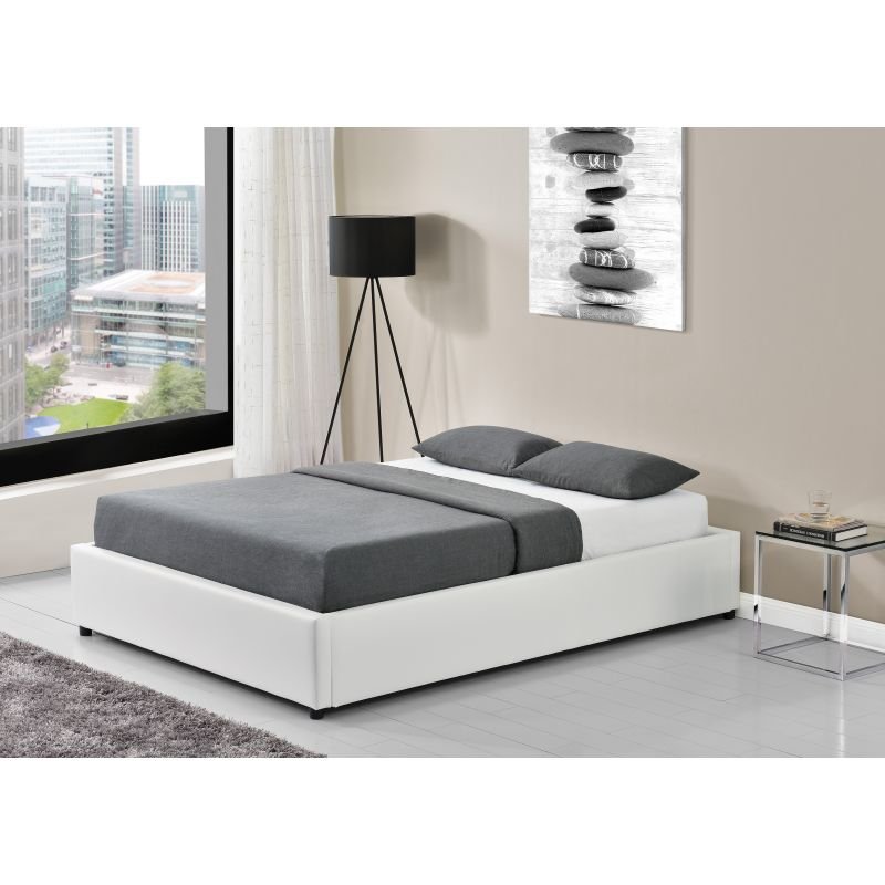 Lit DORRES 140x190cm sommier relevable blanc