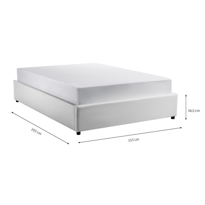 Lit DORRES 140x190cm sommier relevable blanc