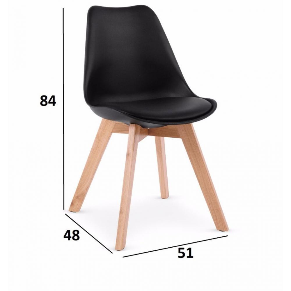 Lot de 16 chaises OSLO noire design scandinave piétement en hêtre