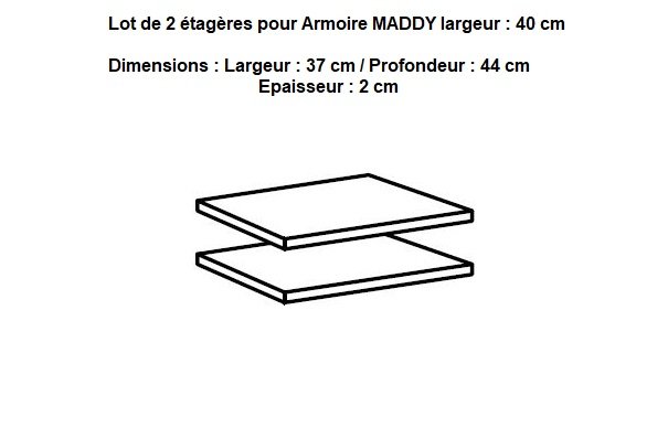 Lot de 2 étagères pour rangement MADDY L : 40 cm