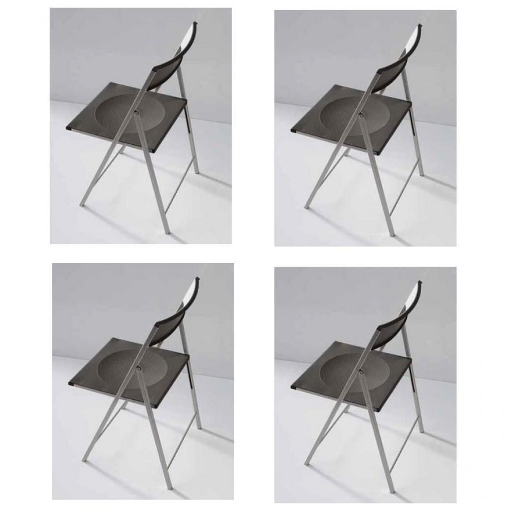 Lot de 4 chaises pliantes STEEL en polypropylène noir et acier chromé.