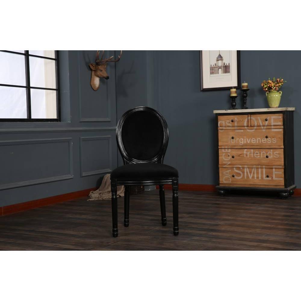 Lot de 6 chaises médaillon VERSAILLES style louis XVI velours noir