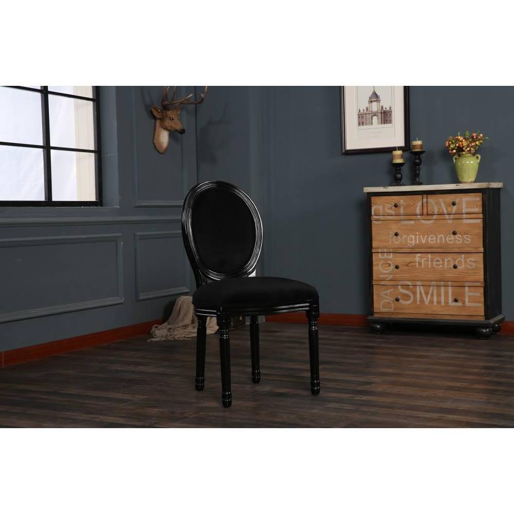 Lot de 6 chaises médaillon VERSAILLES style louis XVI velours noir